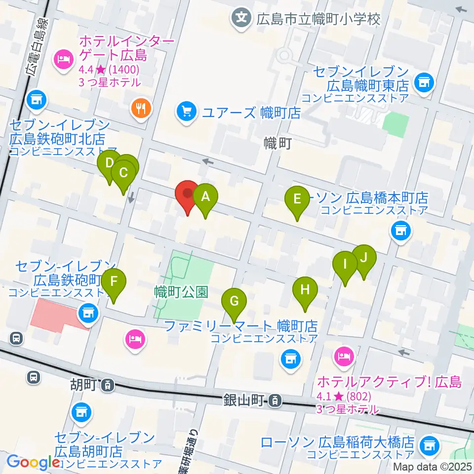 広島CAVE-BE周辺のカフェ一覧地図