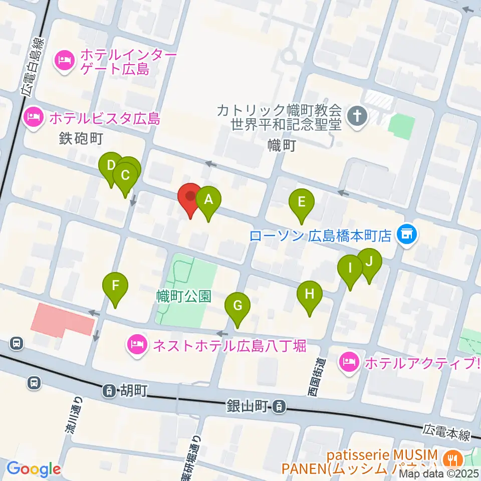 広島CAVE-BE周辺のカフェ一覧地図