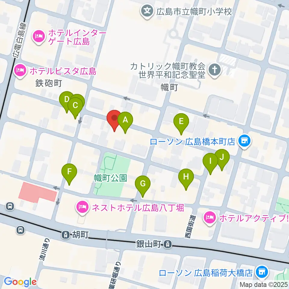 広島CAVE-BE周辺のカフェ一覧地図