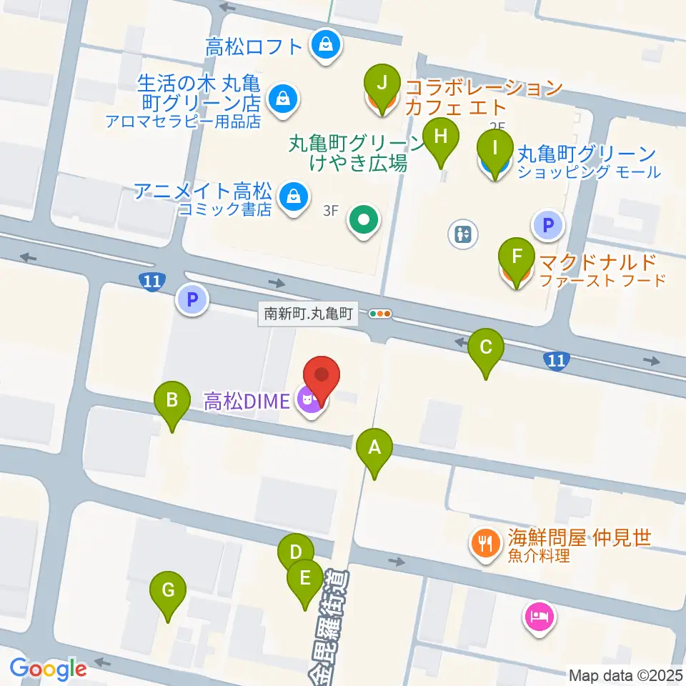 高松DIME周辺のカフェ一覧地図