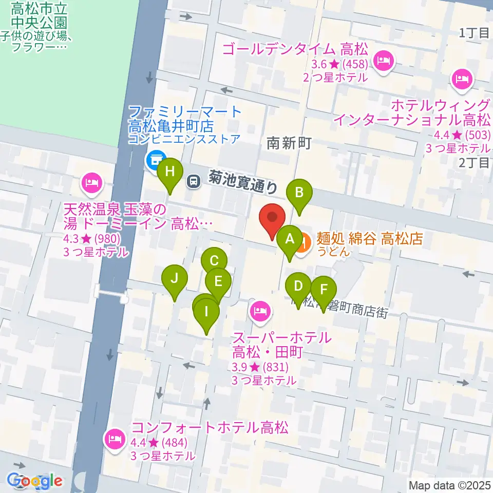 高松オリーブホール周辺のカフェ一覧地図