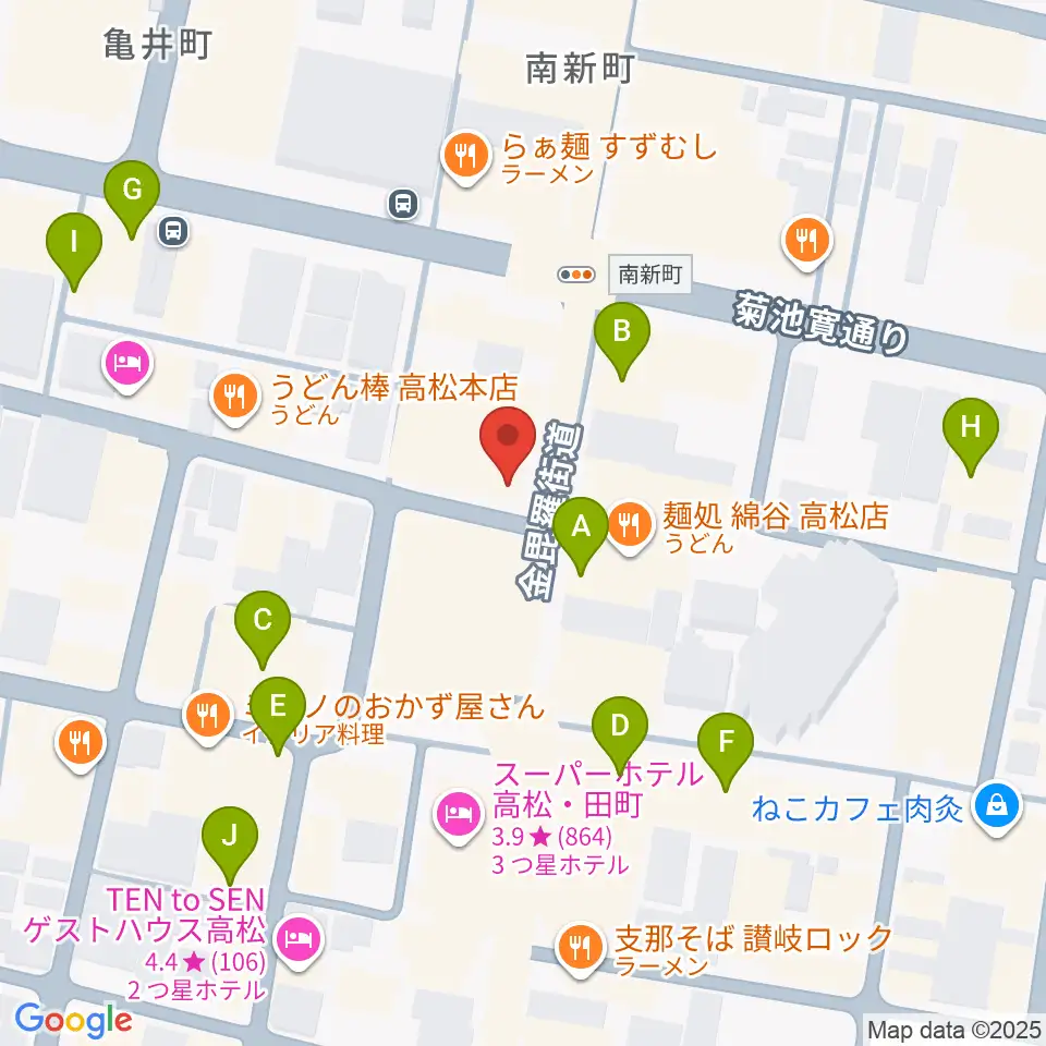 高松オリーブホール周辺のカフェ一覧地図