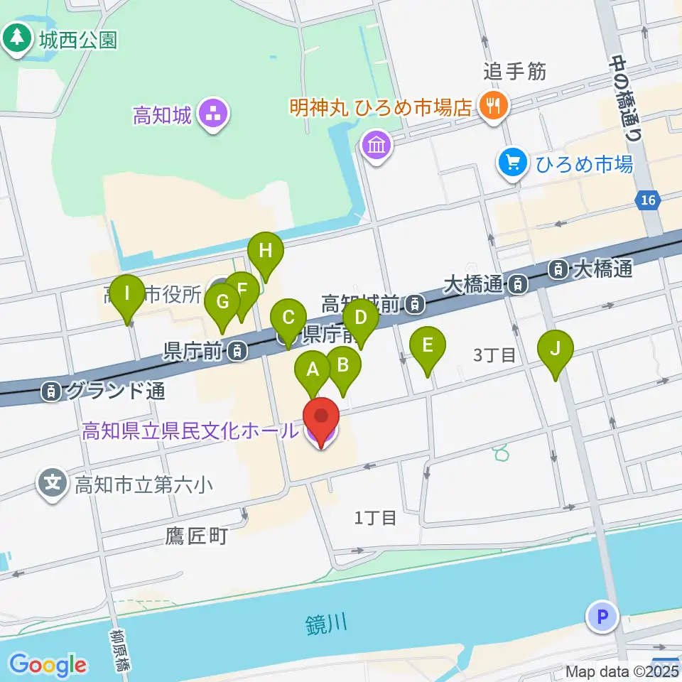 新来島高知重工ホール周辺のカフェ一覧地図