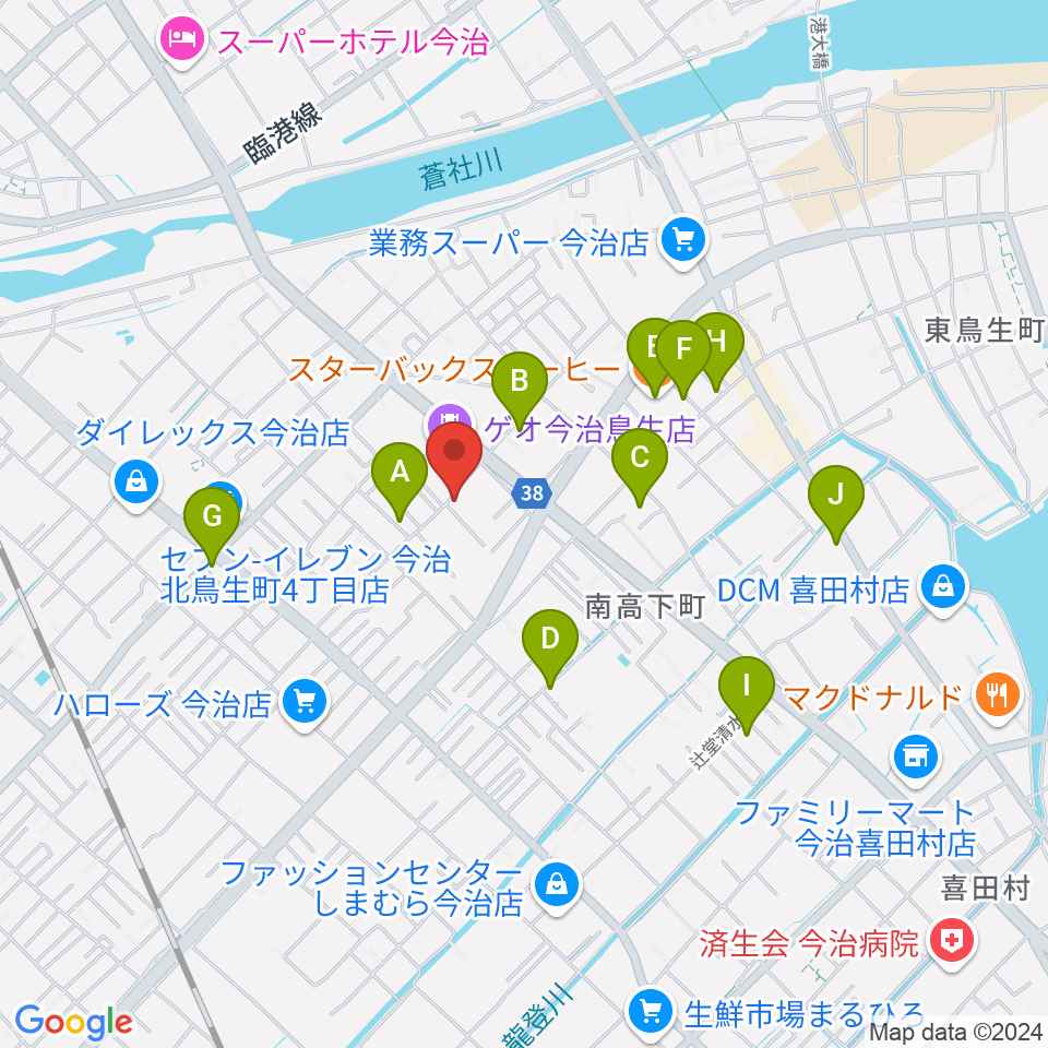 今治ジャムサウンズ周辺のカフェ一覧地図