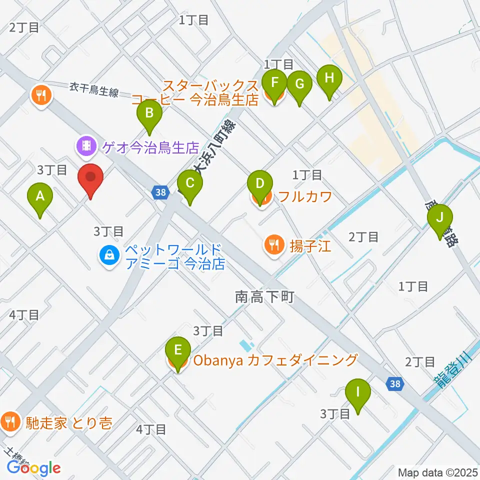 今治ジャムサウンズ周辺のカフェ一覧地図