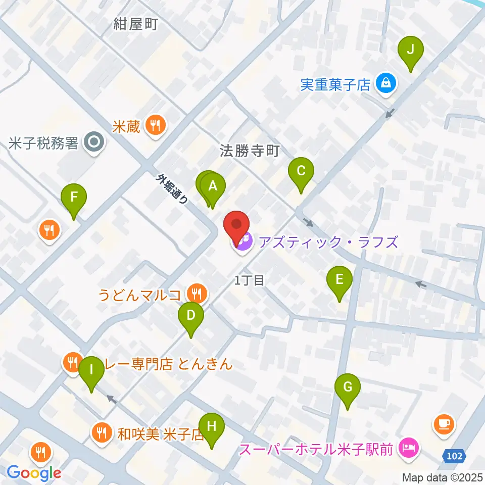 米子アズティックラフズ周辺のカフェ一覧地図