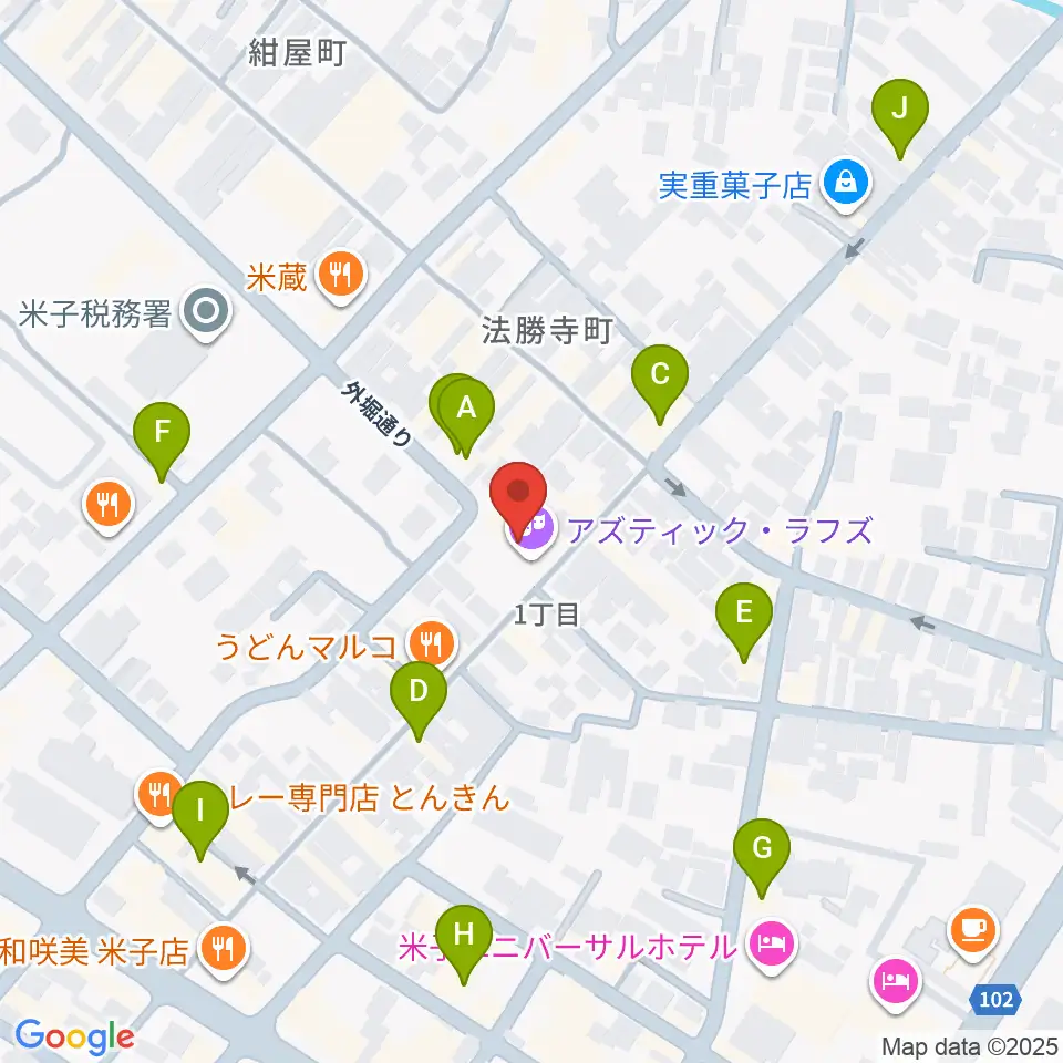 米子アズティックラフズ周辺のカフェ一覧地図