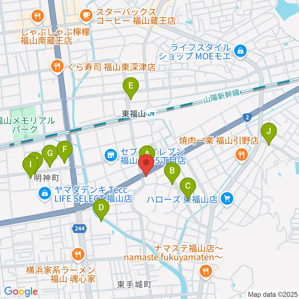 福山MUSIC FACTORY周辺のカフェ一覧地図
