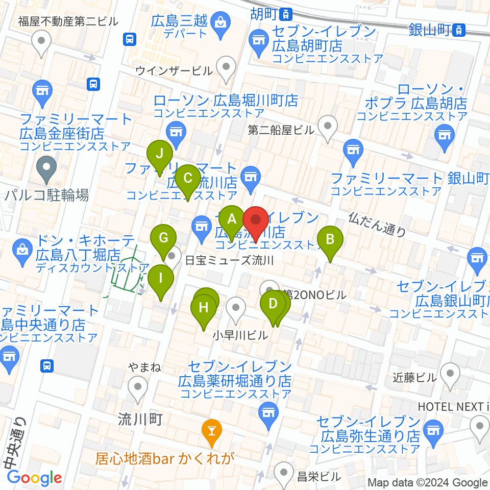 広島LIVE Cafe' Jive周辺のカフェ一覧地図