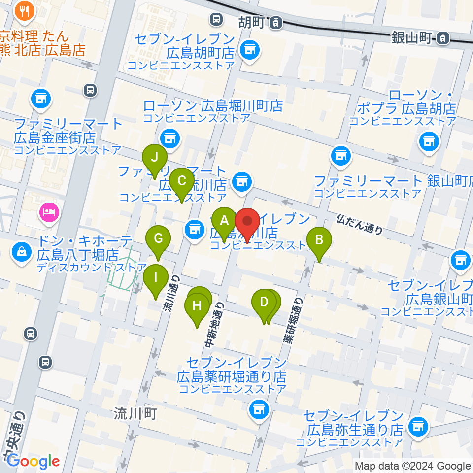 広島LIVE Cafe' Jive周辺のカフェ一覧地図