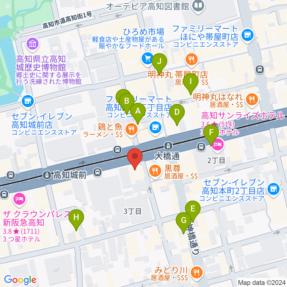 ラ・ヴィータホール周辺のカフェ一覧地図