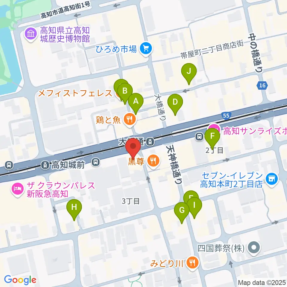 ラ・ヴィータホール周辺のカフェ一覧地図