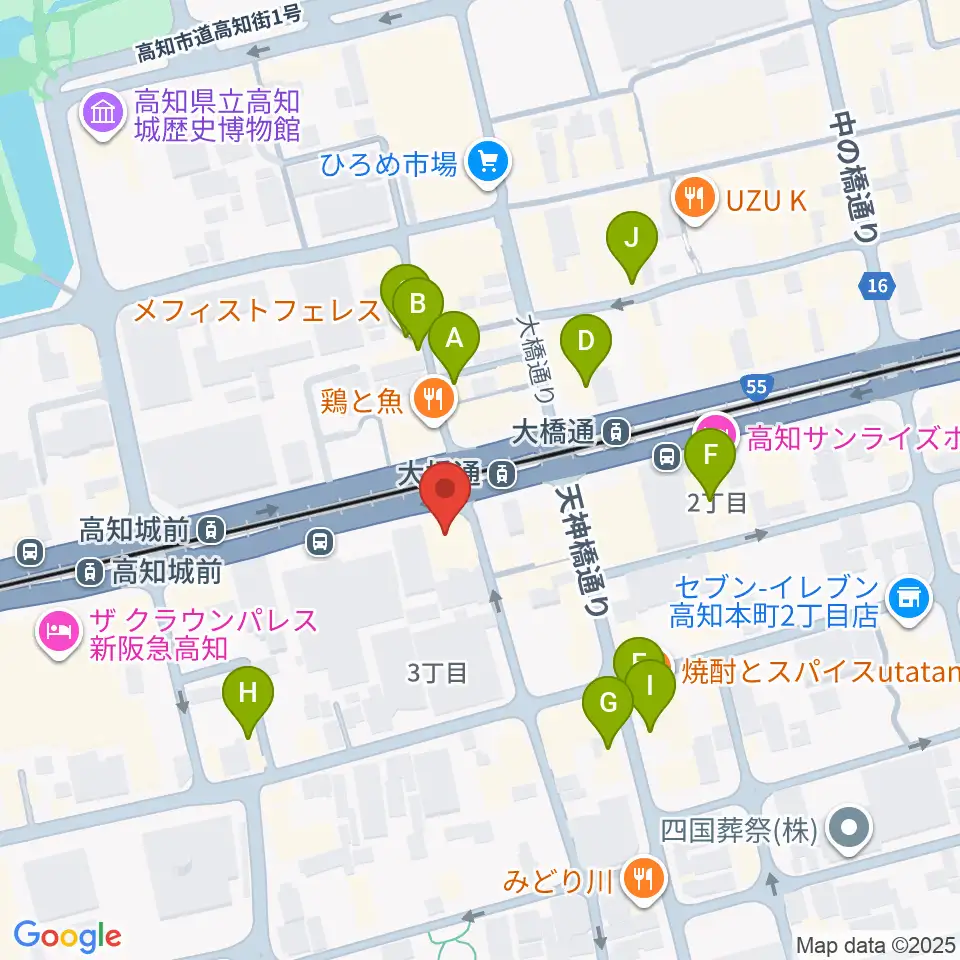 ラ・ヴィータホール周辺のカフェ一覧地図