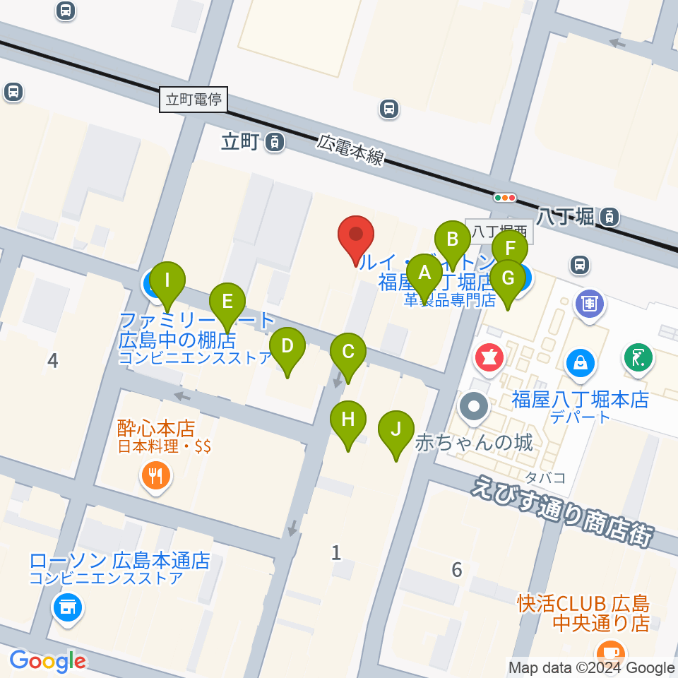 広島4.14周辺のカフェ一覧地図