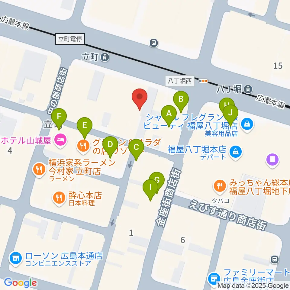 広島4.14周辺のカフェ一覧地図