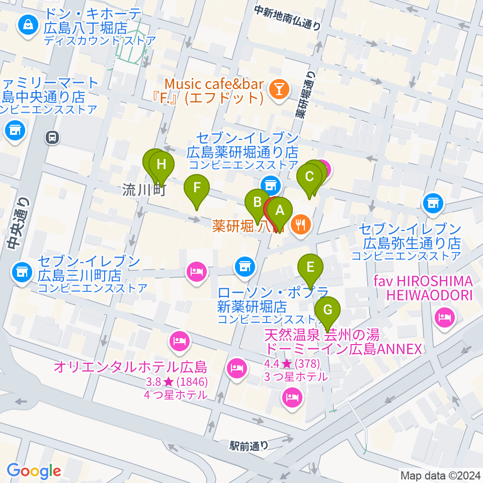 広島Lush LIfe周辺のカフェ一覧地図