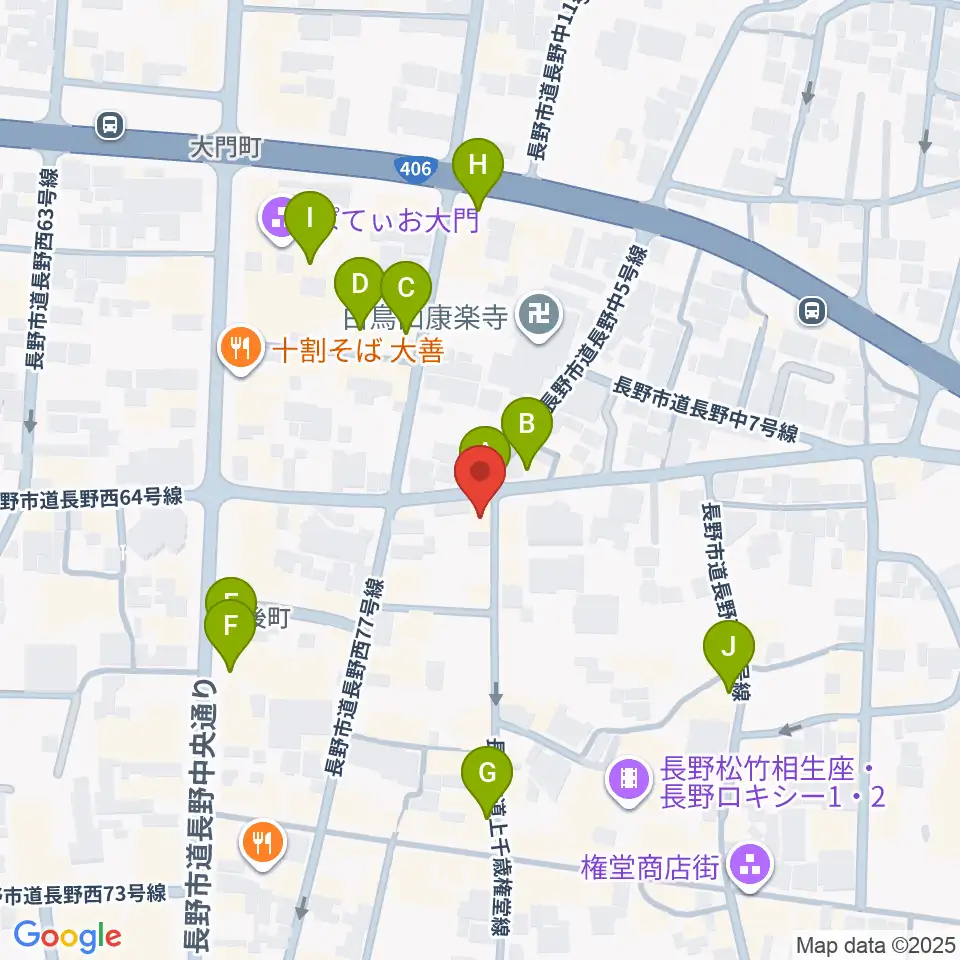 権堂ネオンホール周辺のカフェ一覧地図