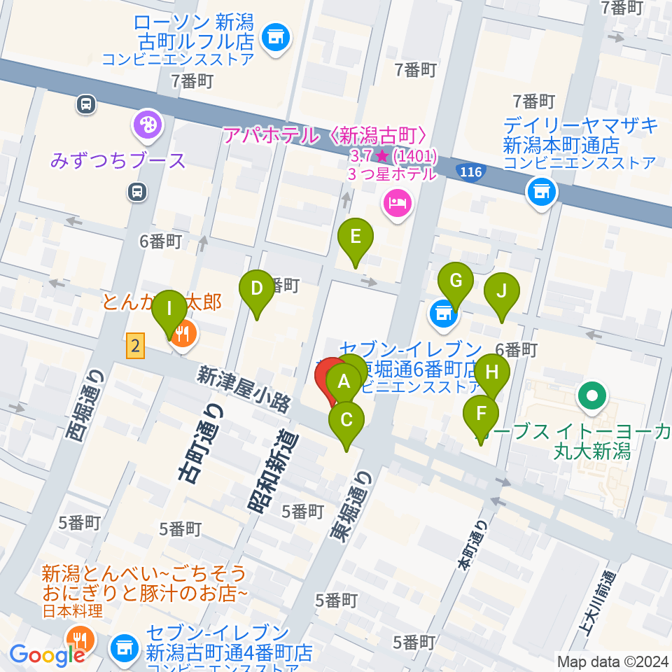 新潟GOLDEN PIGS周辺のカフェ一覧地図