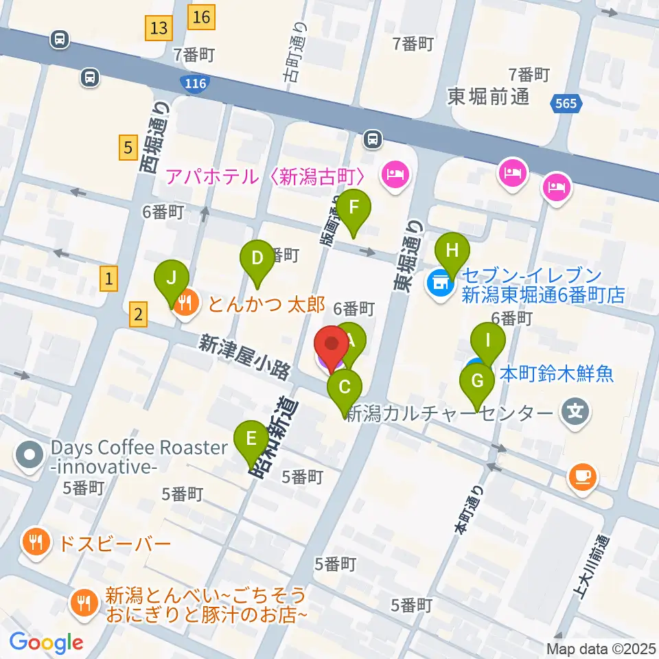 新潟GOLDEN PIGS周辺のカフェ一覧地図