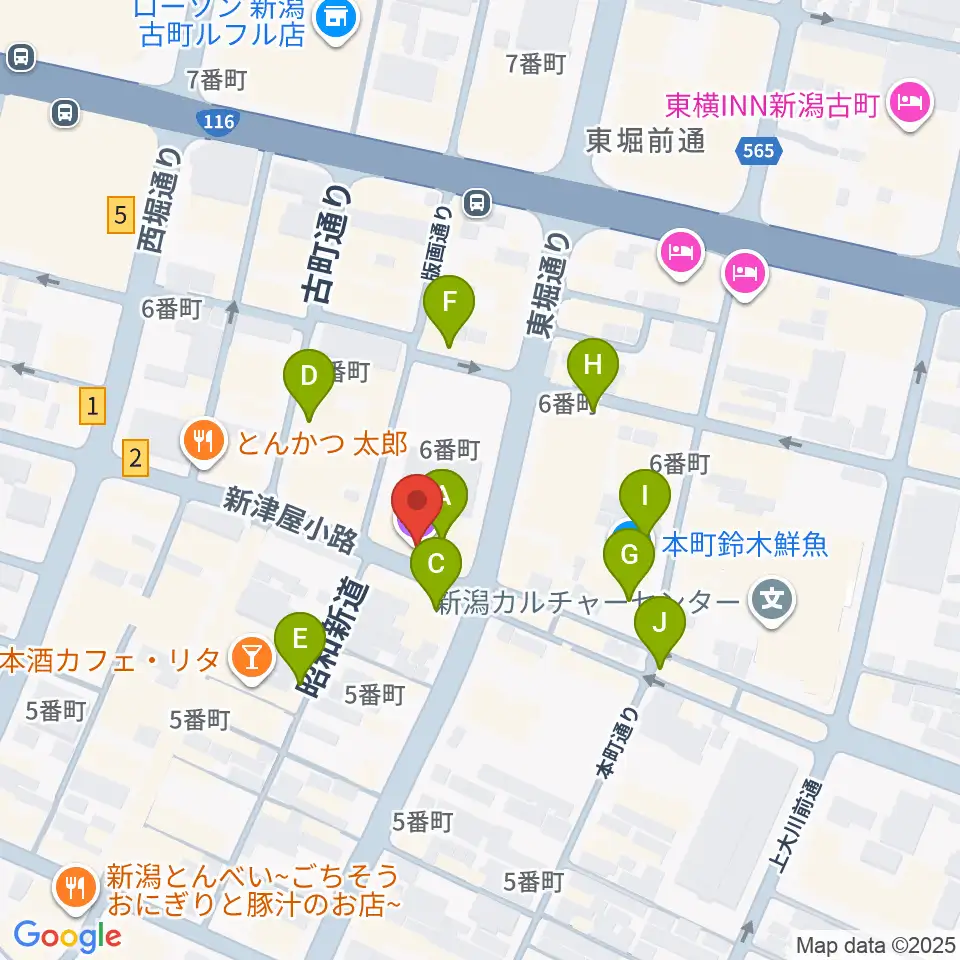 新潟GOLDEN PIGS周辺のカフェ一覧地図