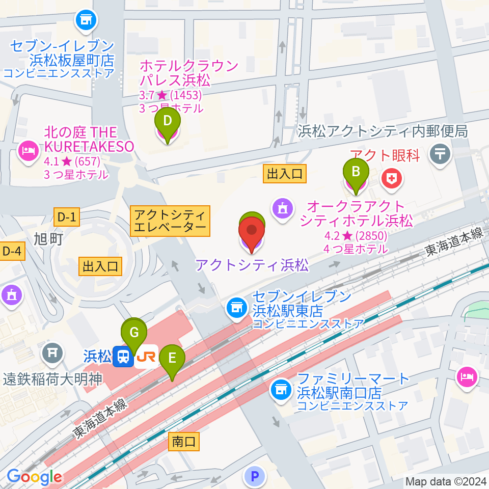 アクトシティ浜松周辺のカフェ一覧地図