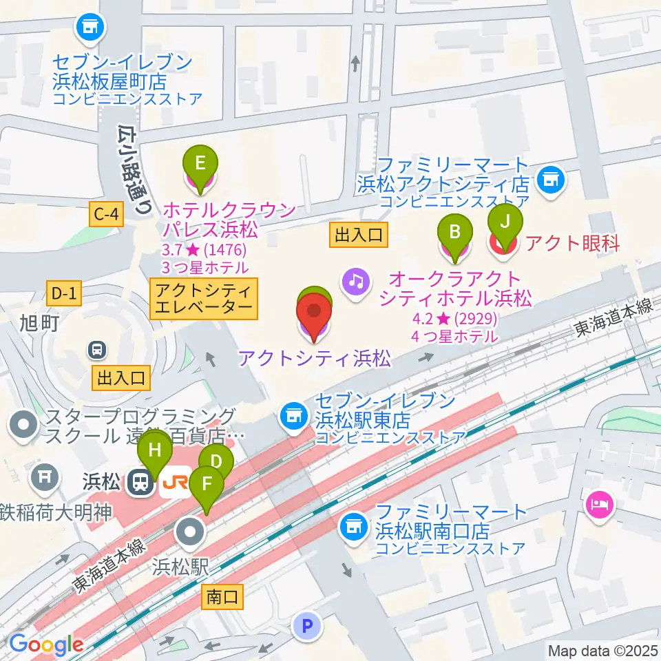 アクトシティ浜松周辺のカフェ一覧地図