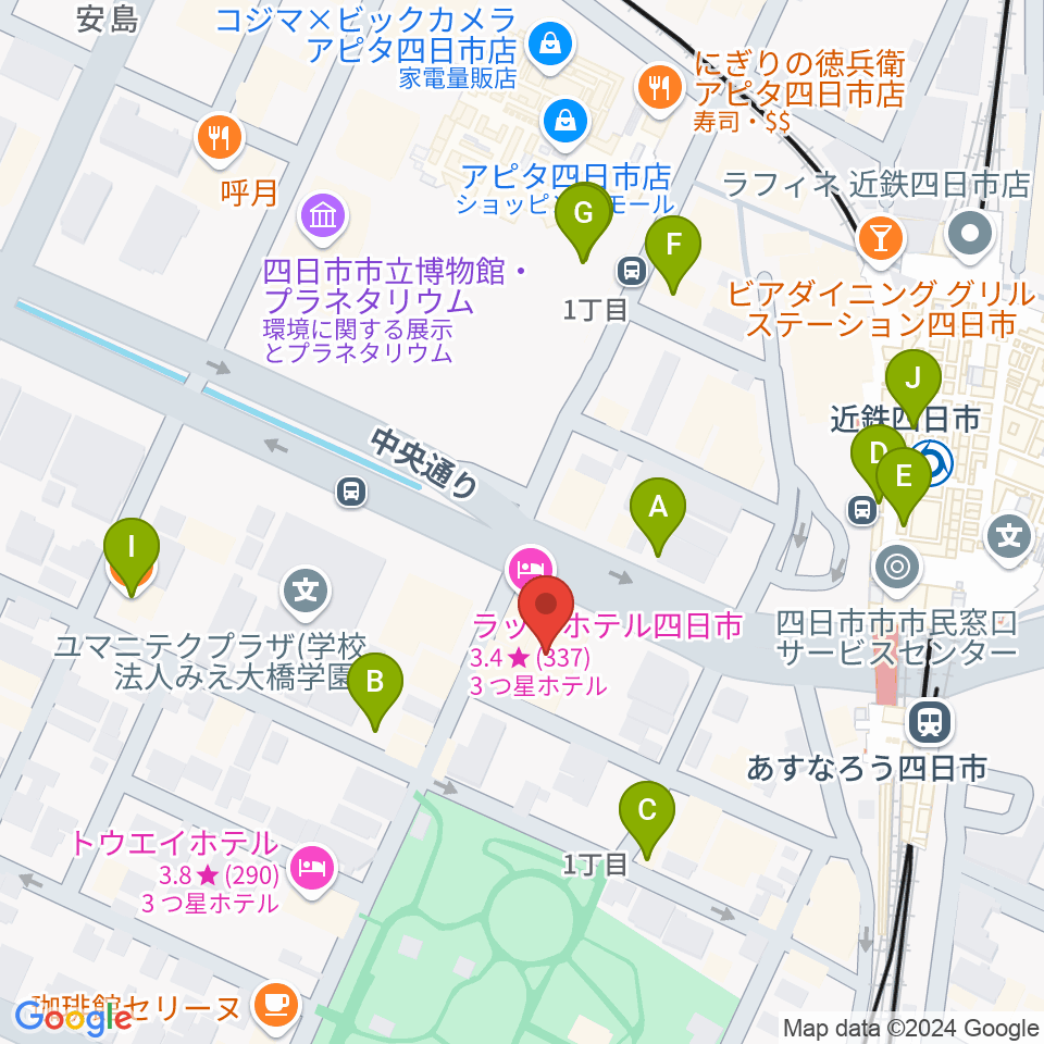 四日市CLUB CHAOS周辺のカフェ一覧地図