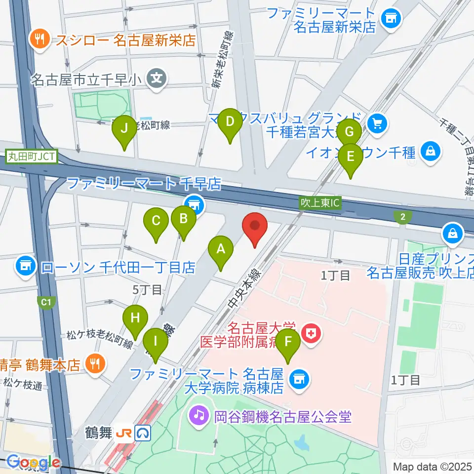 鶴舞DAYTRIP周辺のカフェ一覧地図