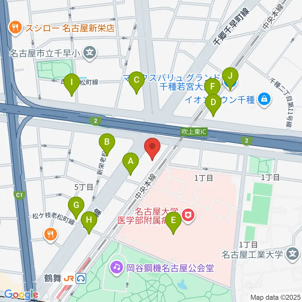 鶴舞DAYTRIP周辺のカフェ一覧地図