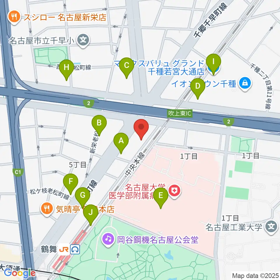 鶴舞DAYTRIP周辺のカフェ一覧地図