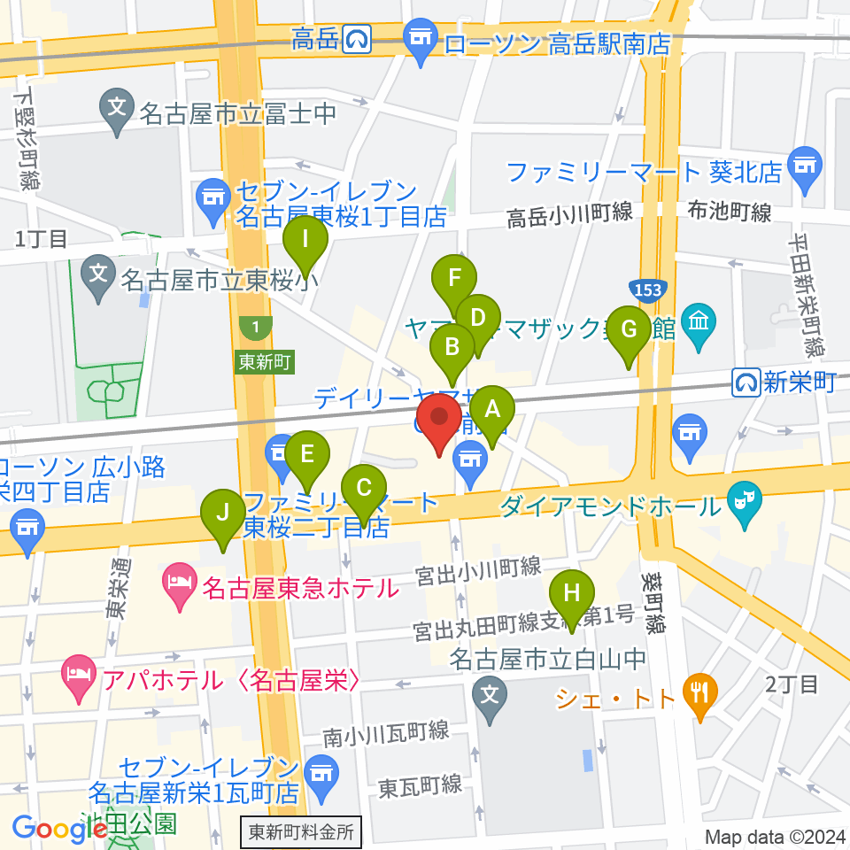 新栄DAYTRIVE周辺のカフェ一覧地図
