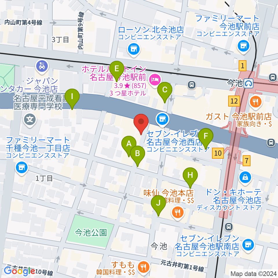 今池TOKUZO周辺のカフェ一覧地図