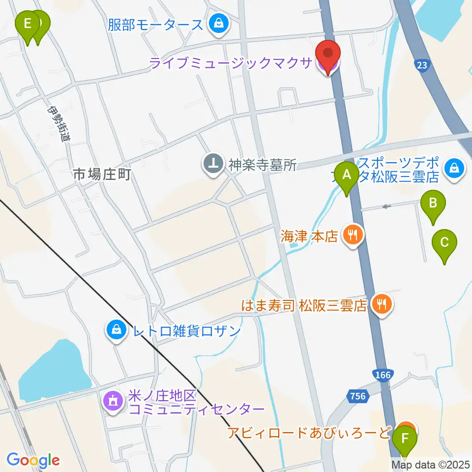 松阪マクサ周辺のカフェ一覧地図