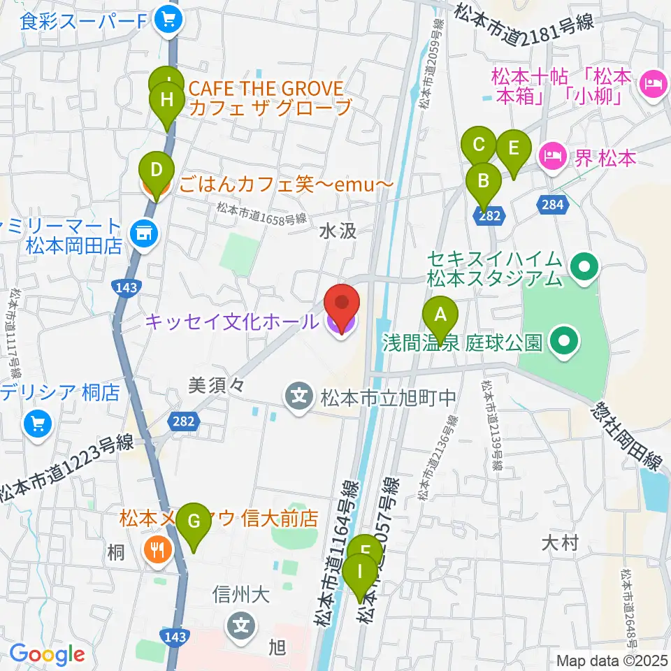 キッセイ文化ホール周辺のカフェ一覧地図