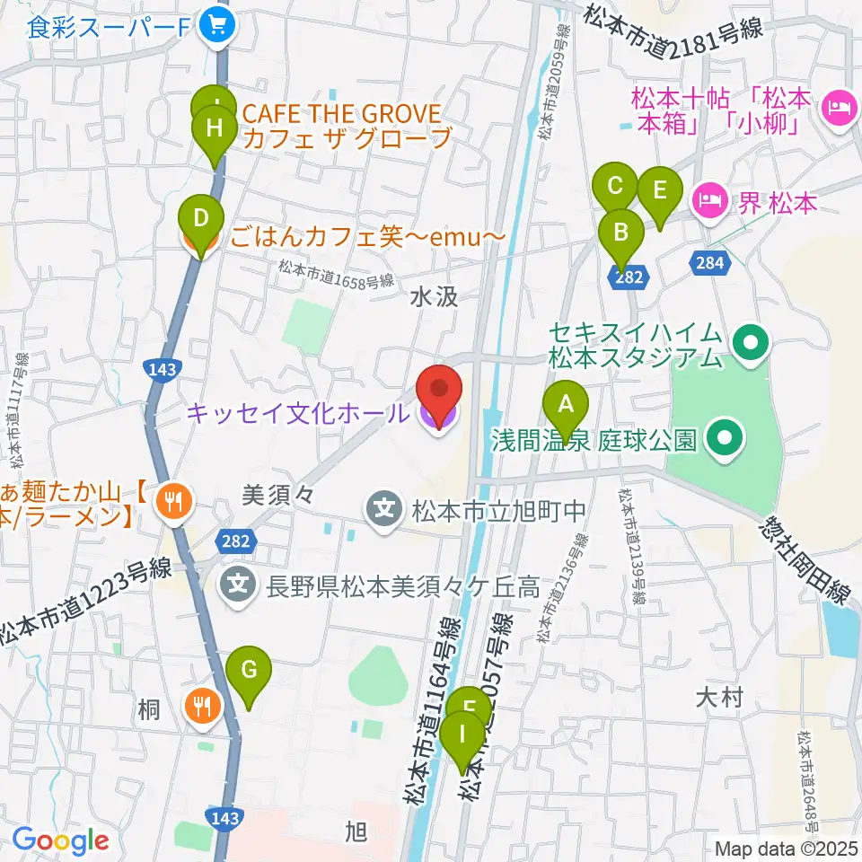キッセイ文化ホール周辺のカフェ一覧地図