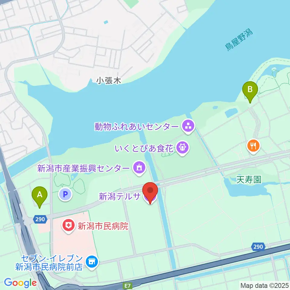 新潟テルサ周辺のカフェ一覧地図
