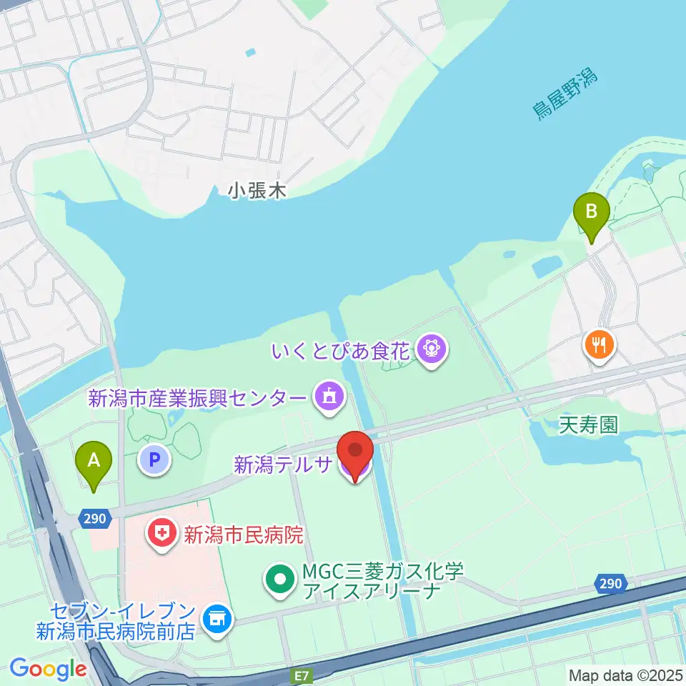 新潟テルサ周辺のカフェ一覧地図