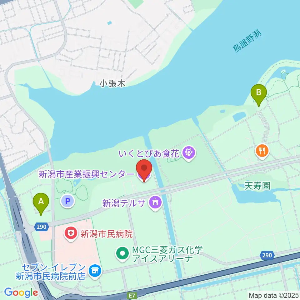新潟市産業振興センター周辺のカフェ一覧地図