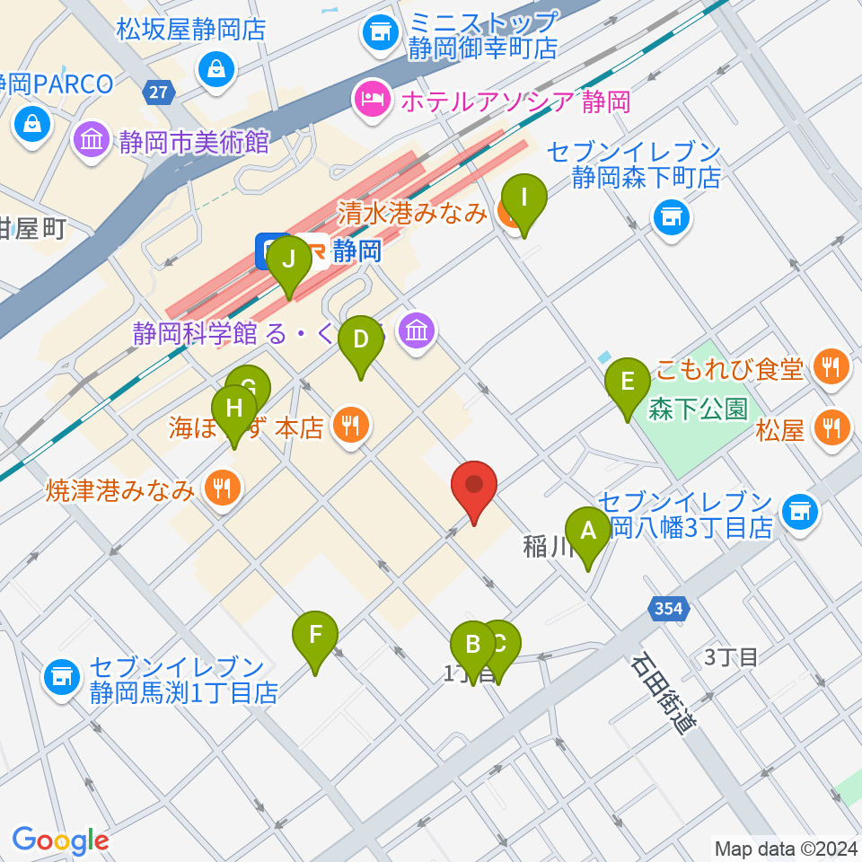 静岡サナッシュ周辺のカフェ一覧地図