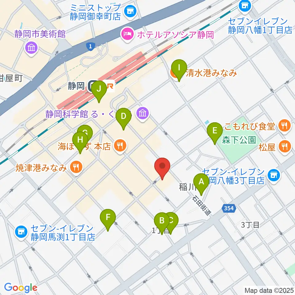 静岡サナッシュ周辺のカフェ一覧地図
