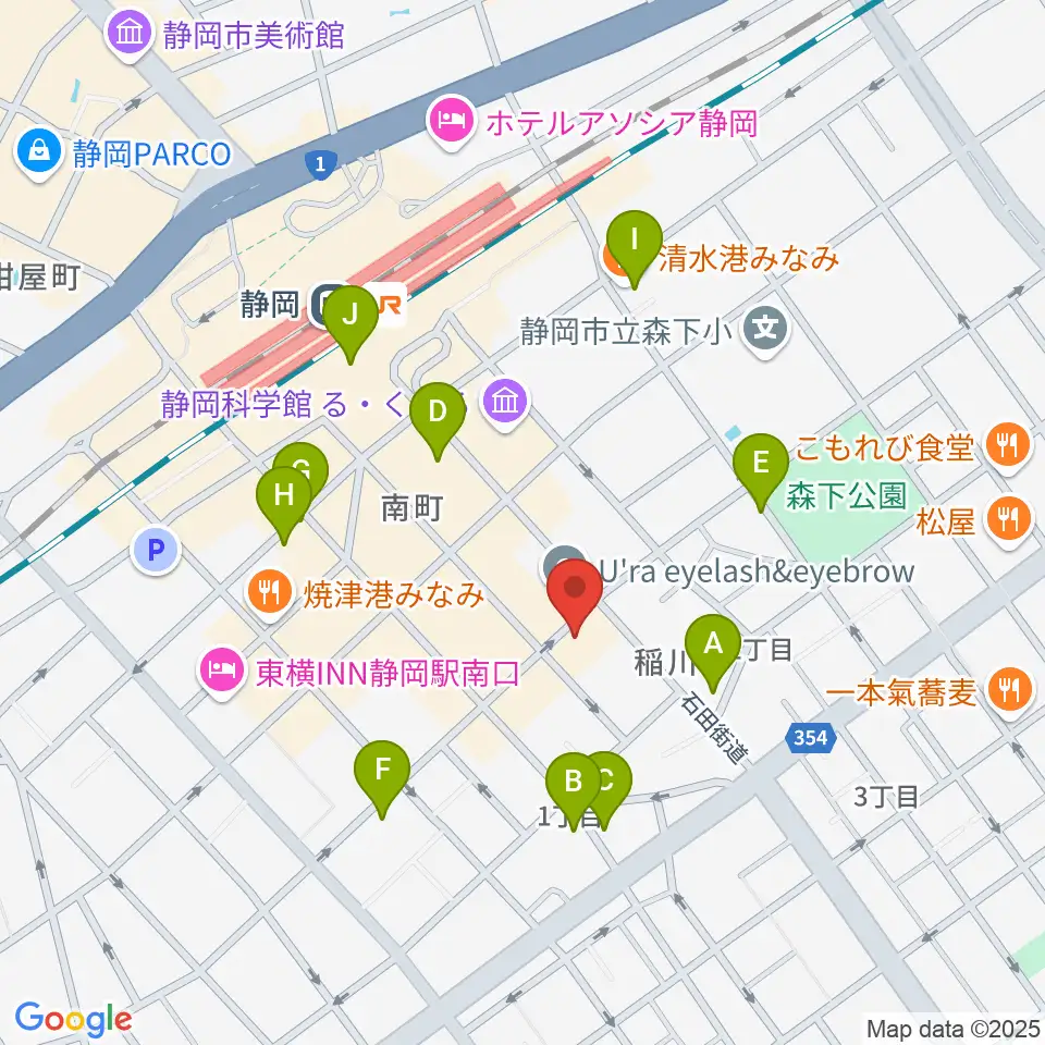 静岡サナッシュ周辺のカフェ一覧地図
