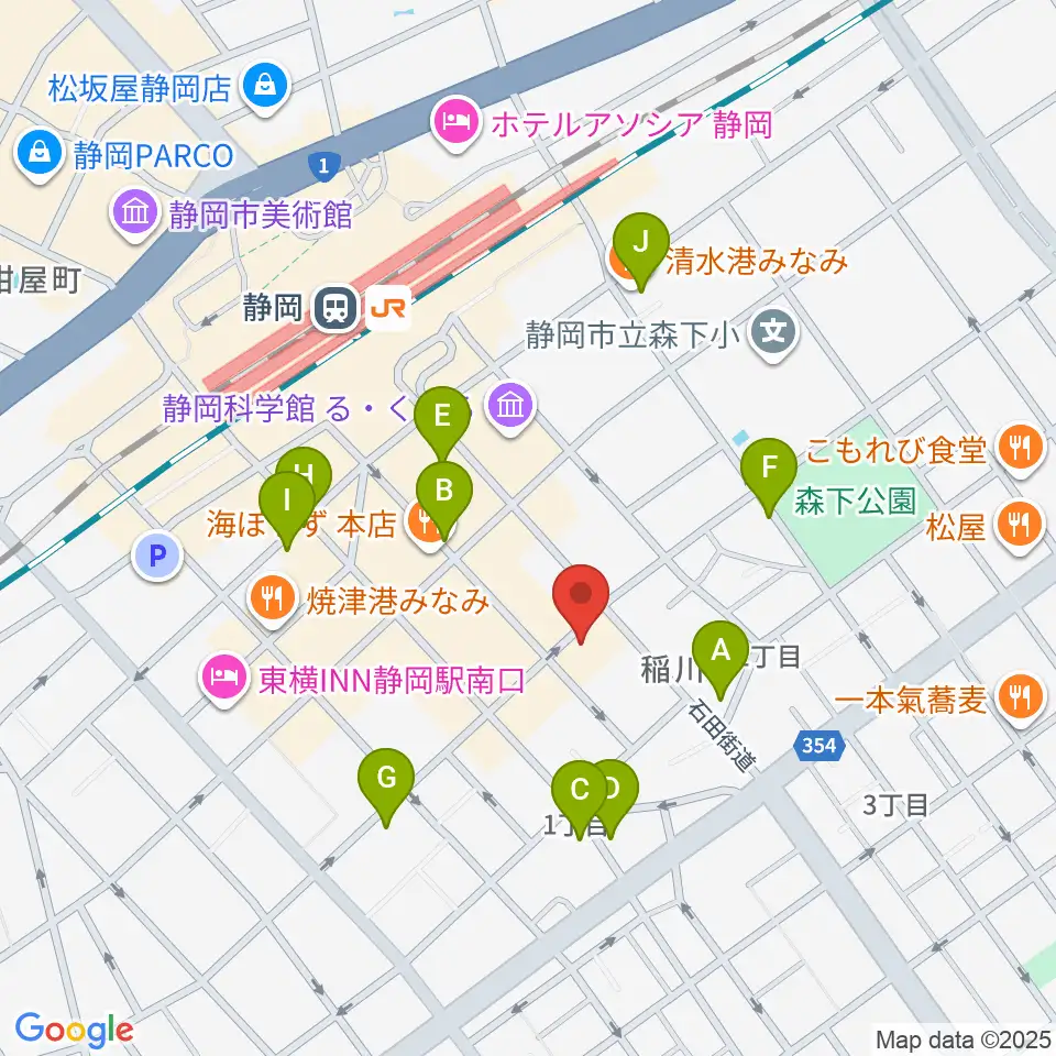 静岡サナッシュ周辺のカフェ一覧地図
