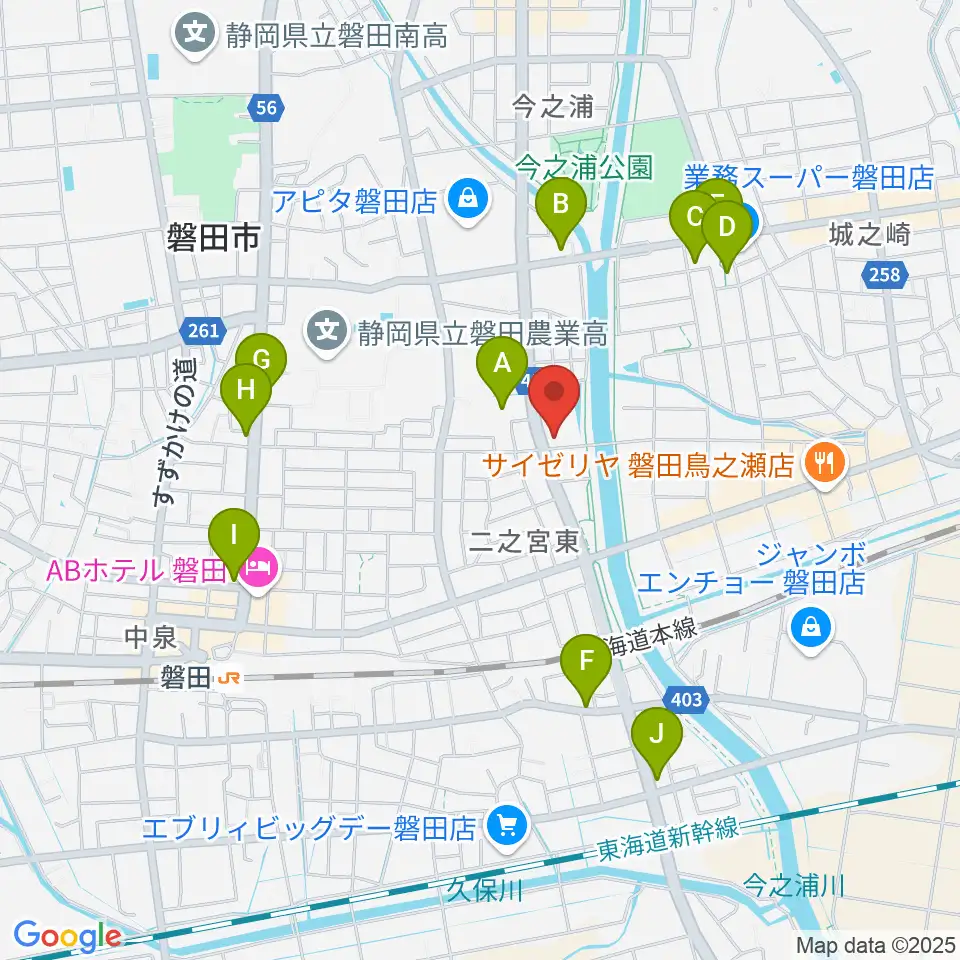 磐田FMステージ周辺のカフェ一覧地図