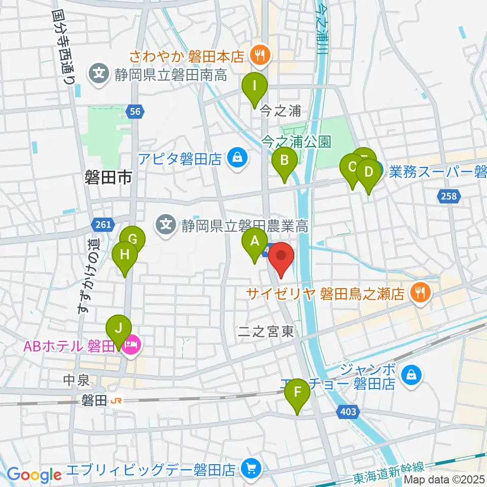 磐田FMステージ周辺のカフェ一覧地図