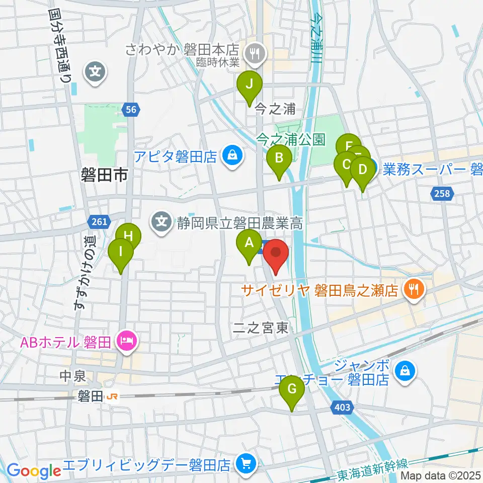 磐田FMステージ周辺のカフェ一覧地図