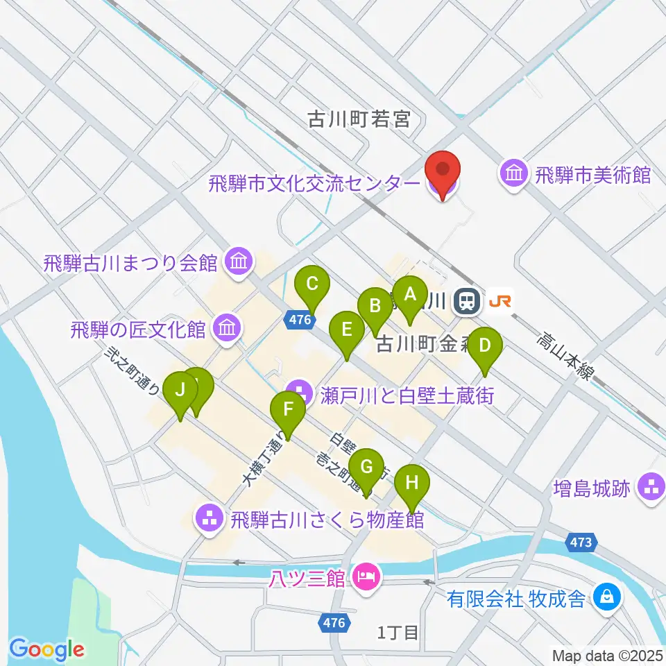 飛騨市文化交流センター周辺のカフェ一覧地図