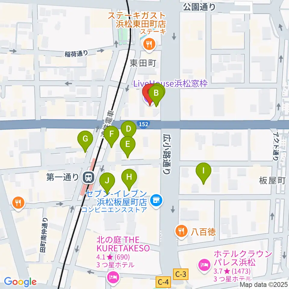 浜松窓枠周辺のカフェ一覧地図