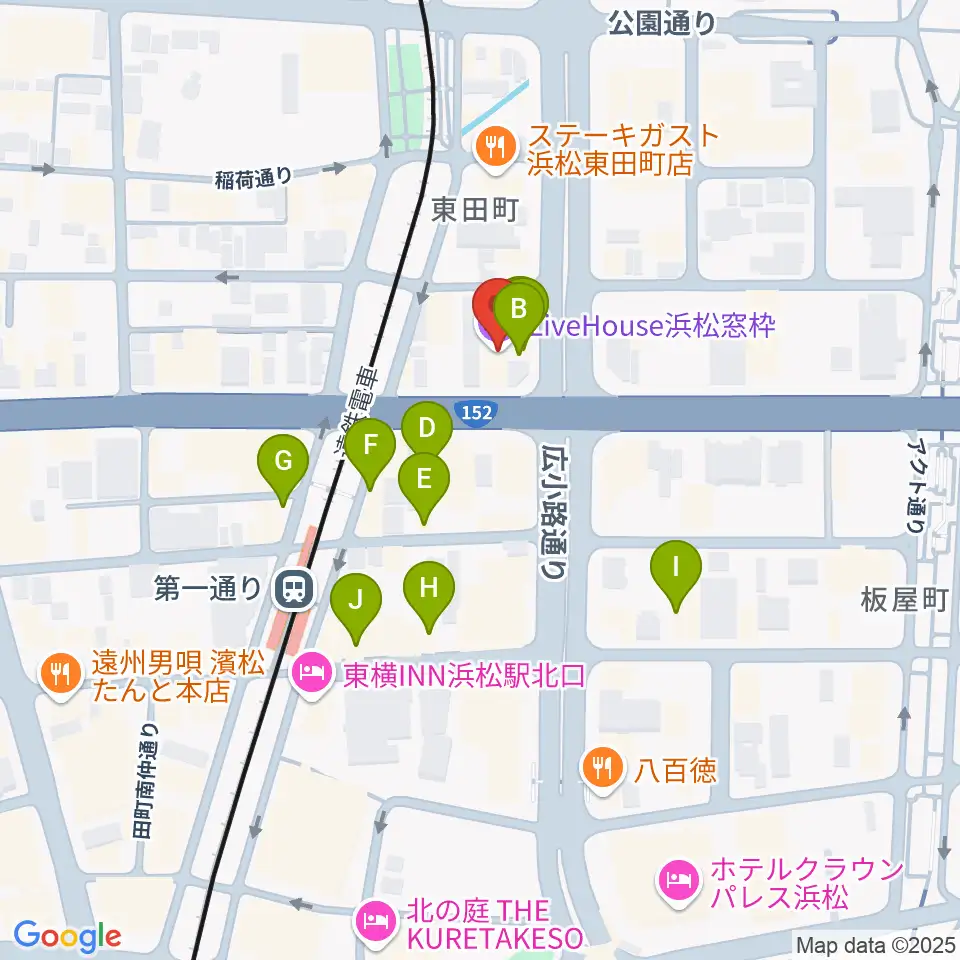 浜松窓枠周辺のカフェ一覧地図