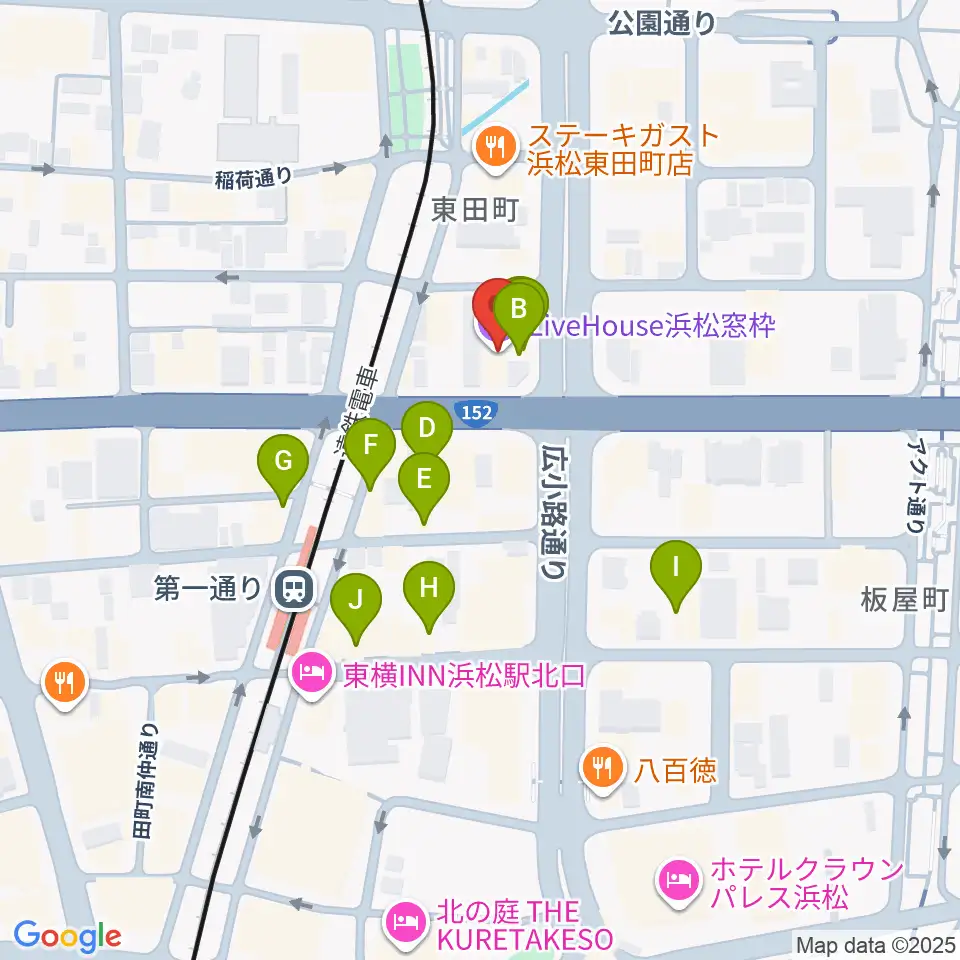 浜松窓枠周辺のカフェ一覧地図
