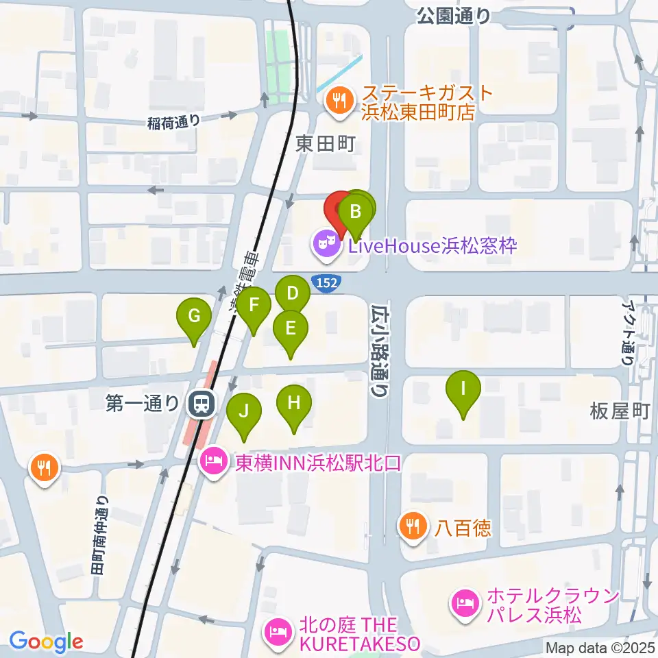 浜松窓枠周辺のカフェ一覧地図